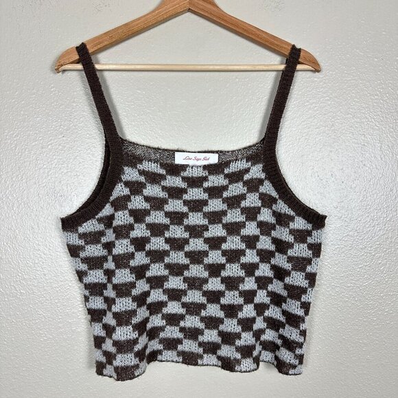 Lisa Says Gah Two Piece Set Knit Lucinda Vintage Rug Mocha Brown Cream M/L - Picture 2 of 7